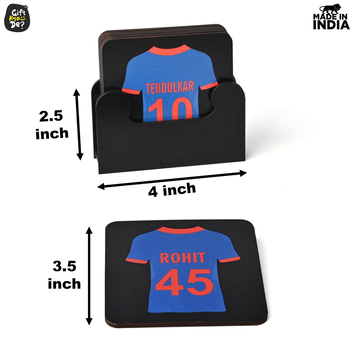 Cricket Themed Coaster Set of 6 with Proper Coaster Stand | Perfect For Tea And Coffee Cups
