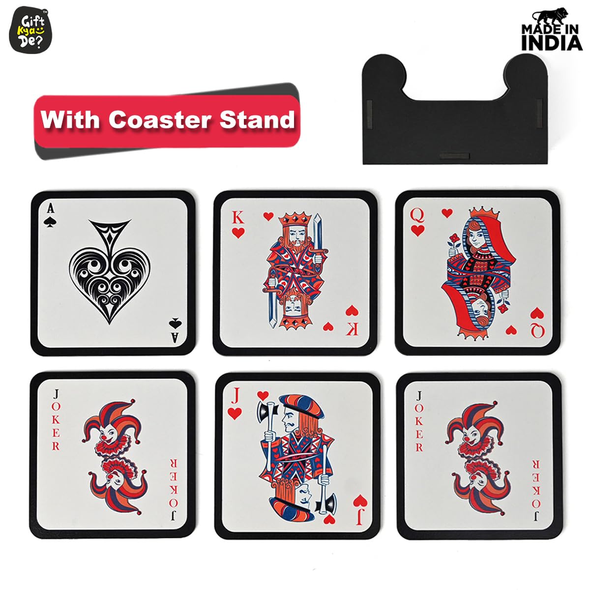 Coaster Set of 12 | Wooden Square Coasters with Proper Coaster Stand | Designer Coaster Set