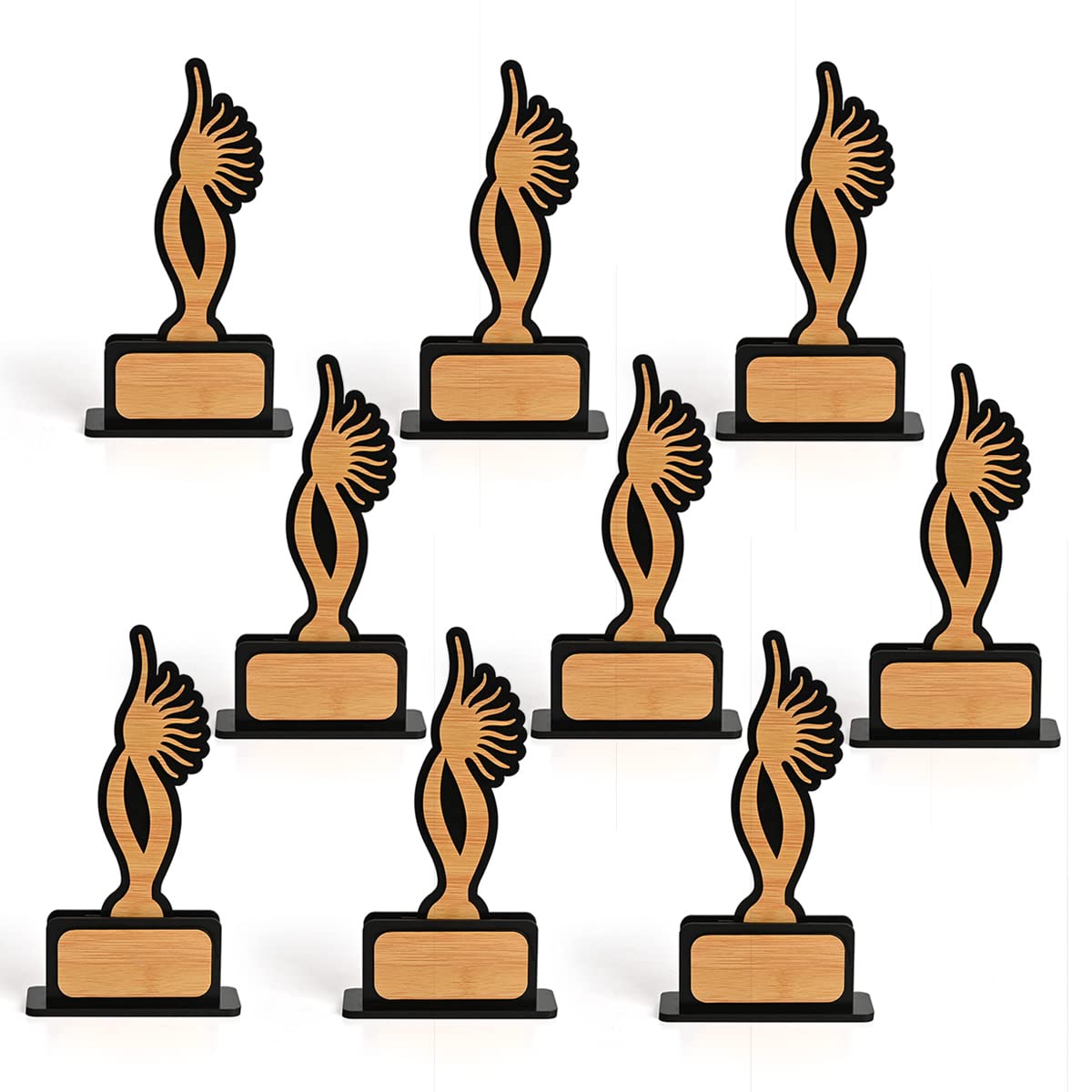 Momento Awards and Trophy for Winner, Beautiful Black and Bamboo Design with Wooden Cutwork, Easy Print and Sticker Paste Your Matter, Eco Friendly Corporate Gifts (Size 10x6)