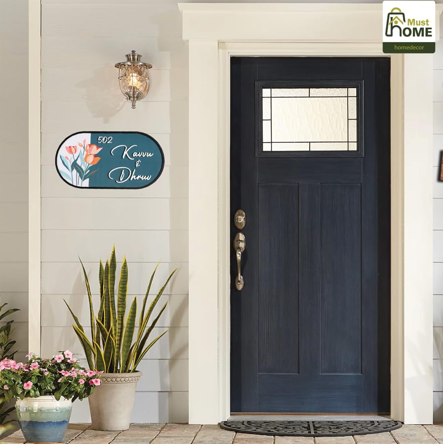 MustHome Name plate for home entrance outdoor | 38x20 cm