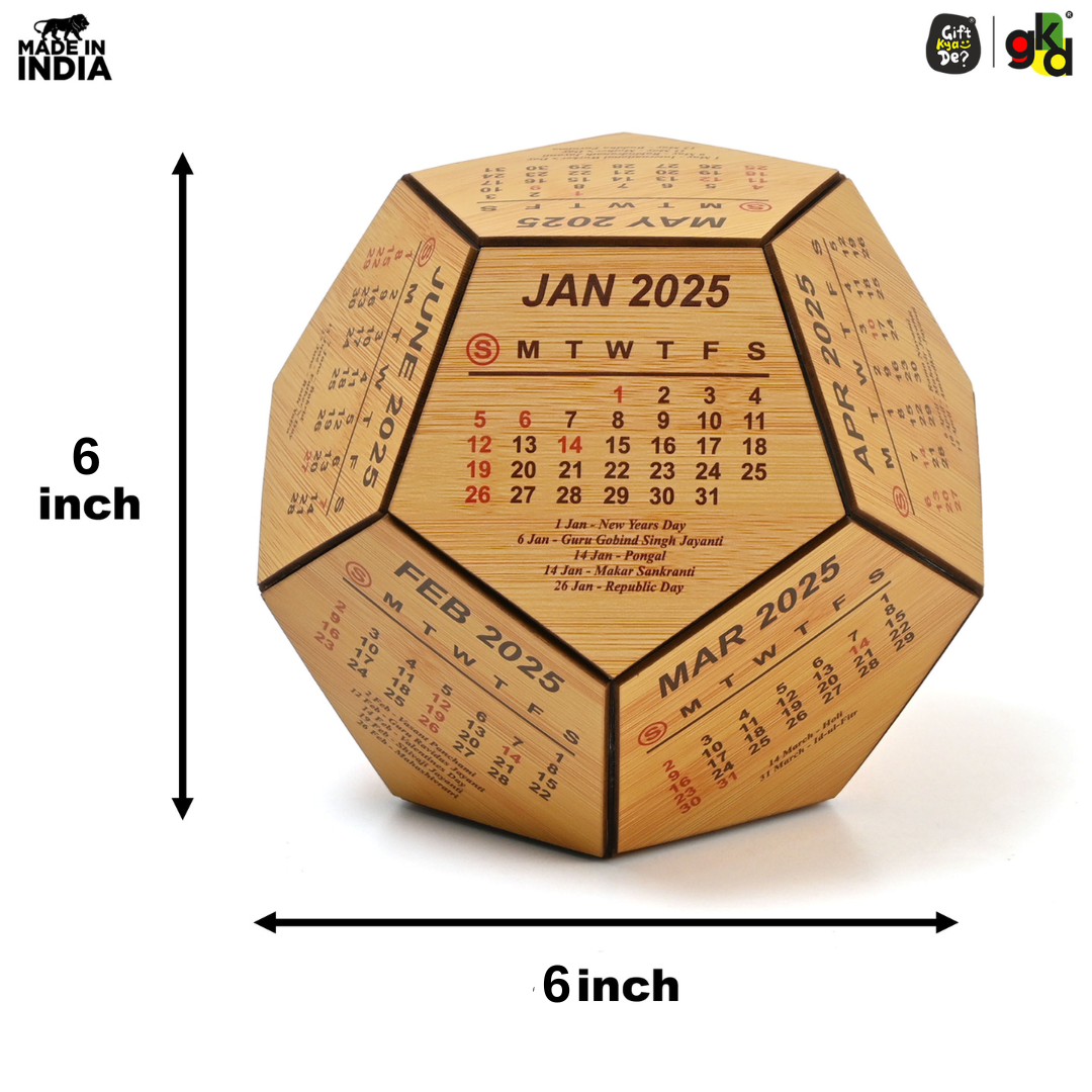 3D Pentagon Desk Calendar 2025 | Table Calendar | Eco-Friendly