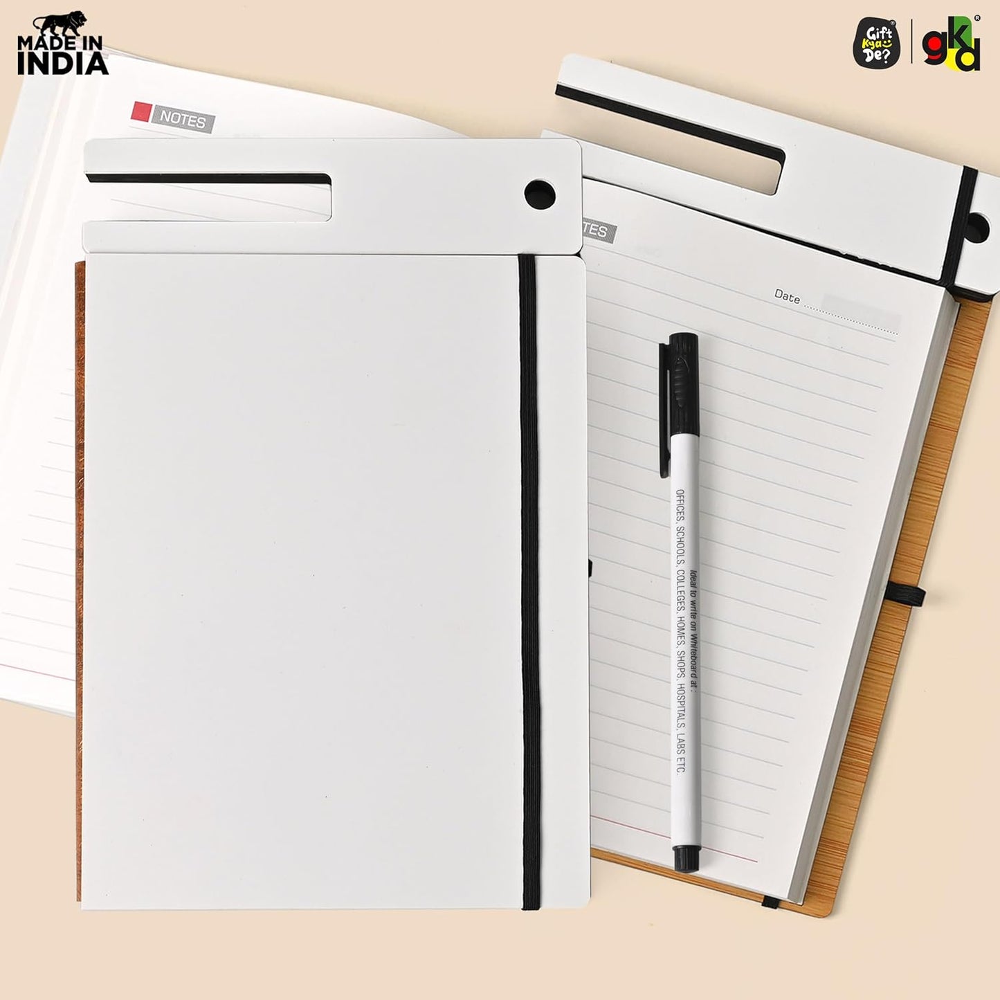 Wooden Smart Diary with White Board & Marker | A5 Notebook with Mobile & Pen Stand | Personal Use, Office & Corporate Gift