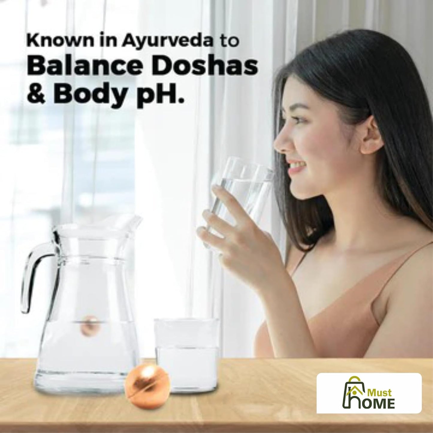 FusionEdge Home Copper Water Bottle Alternative Ayurvedic Organic Pure Copper Ball, 99% Purity