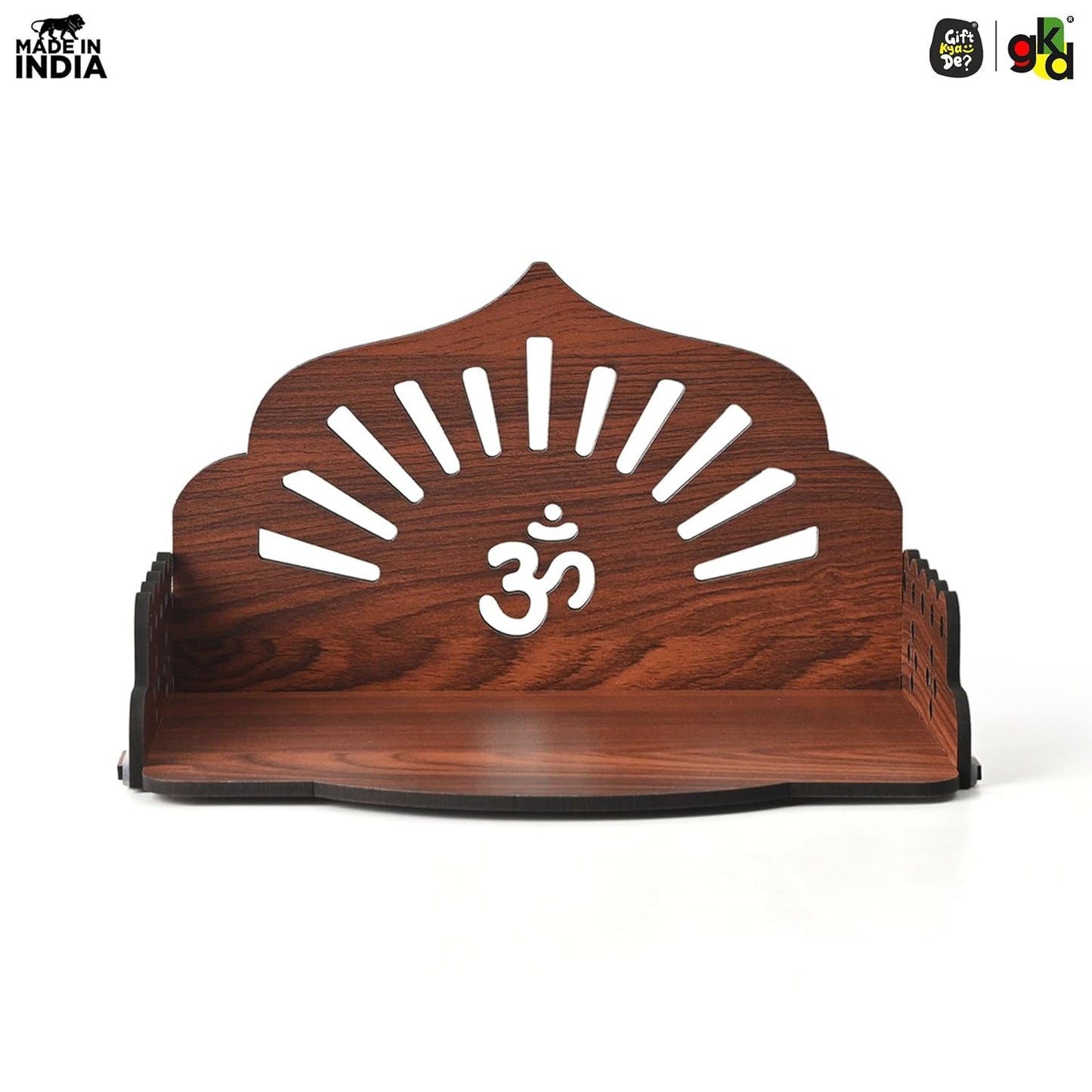 Wooden Pooja Mandir for Home & Office | Wall Hanging or Tabletop Temple | Compact DIY OM Mandir | 10x6x6.5 Inch