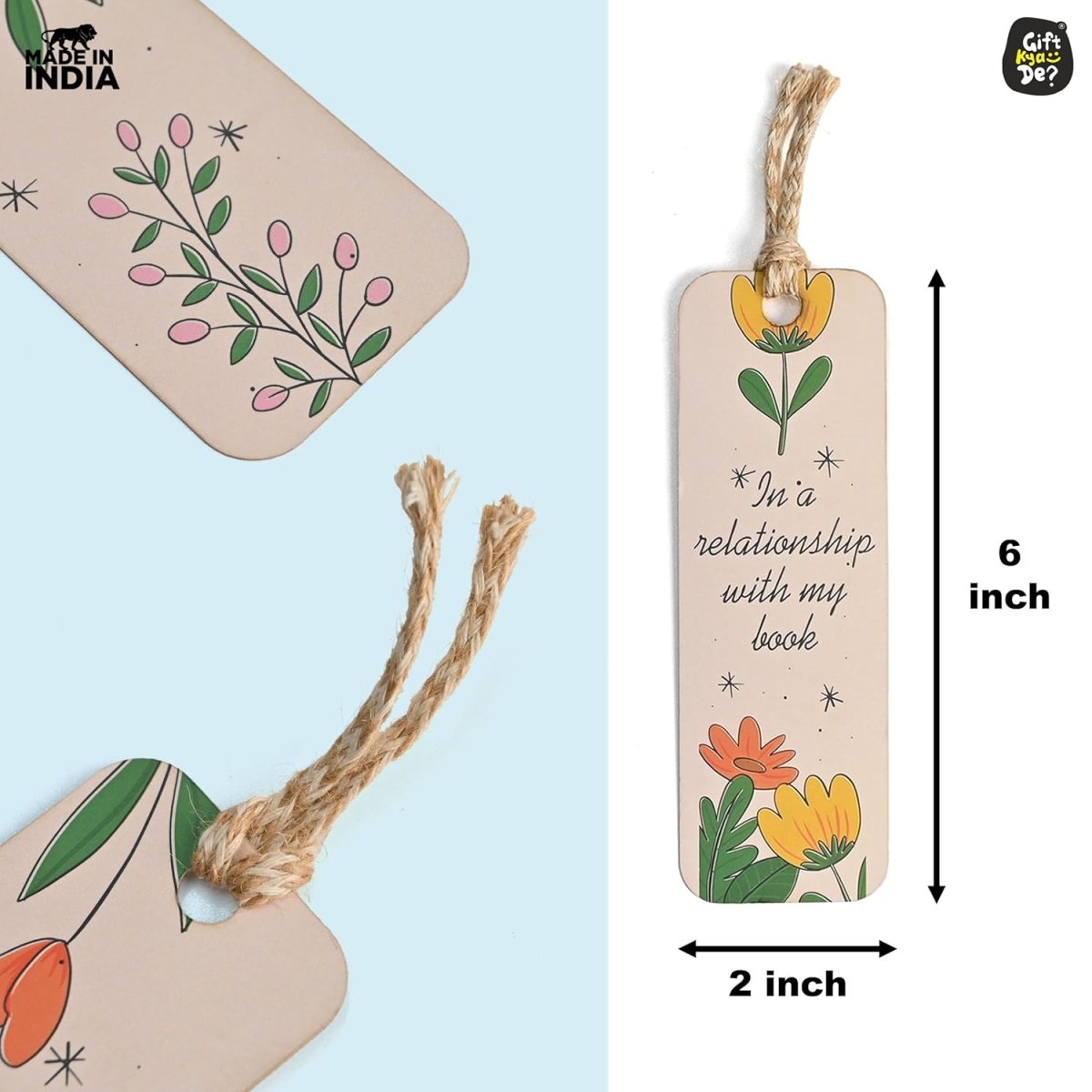 Bookmarks Set of 5 | Beautiful Designs & Quotes | Hard Paper Book Marker With Handmade Tassel Dori