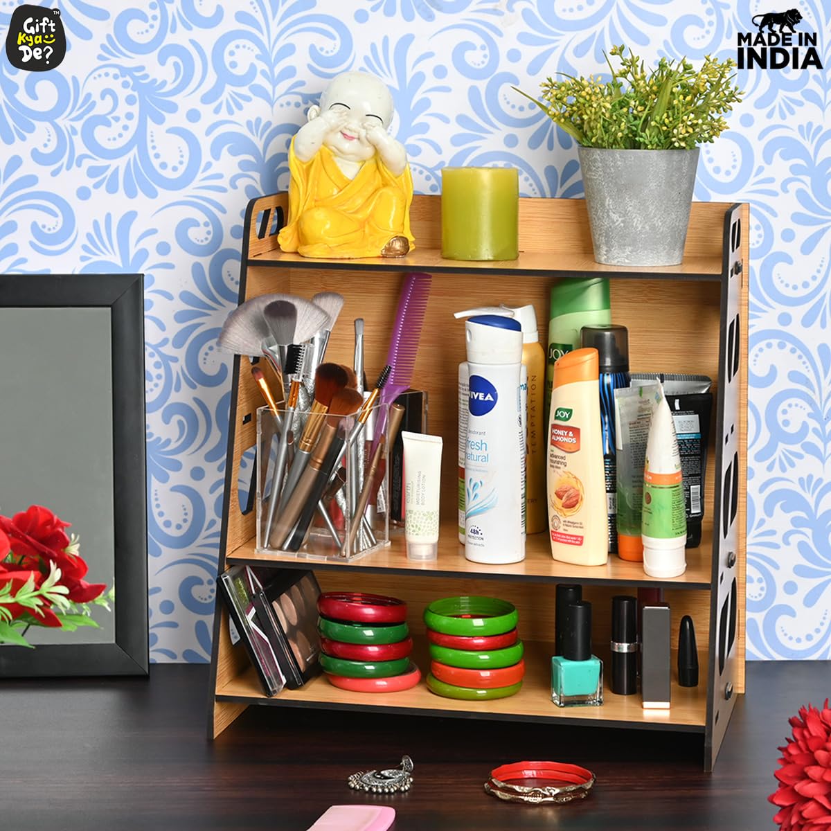 Book Rack 4 Layer Wooden Book Stand for Table | Multipurpose Home Decor Storage Rack & Book Shelf for Wall (DIY)