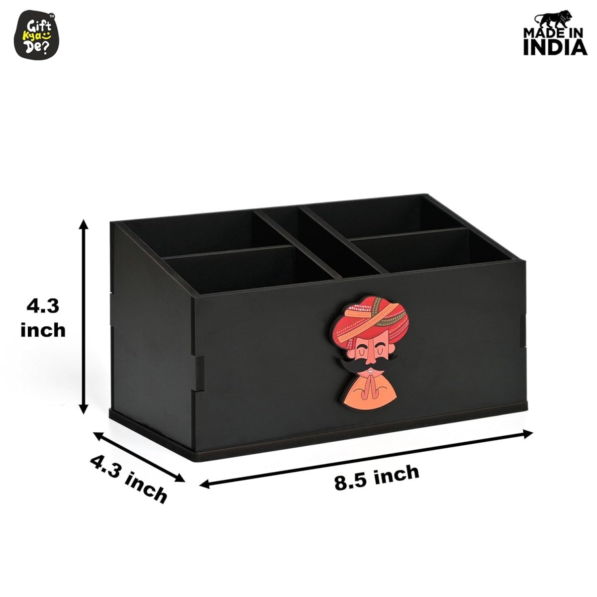 Wooden Remote Stand with 5 Sections | Remote Holder for TV and AC | Stationary Organizer | Ideal for Home and Office