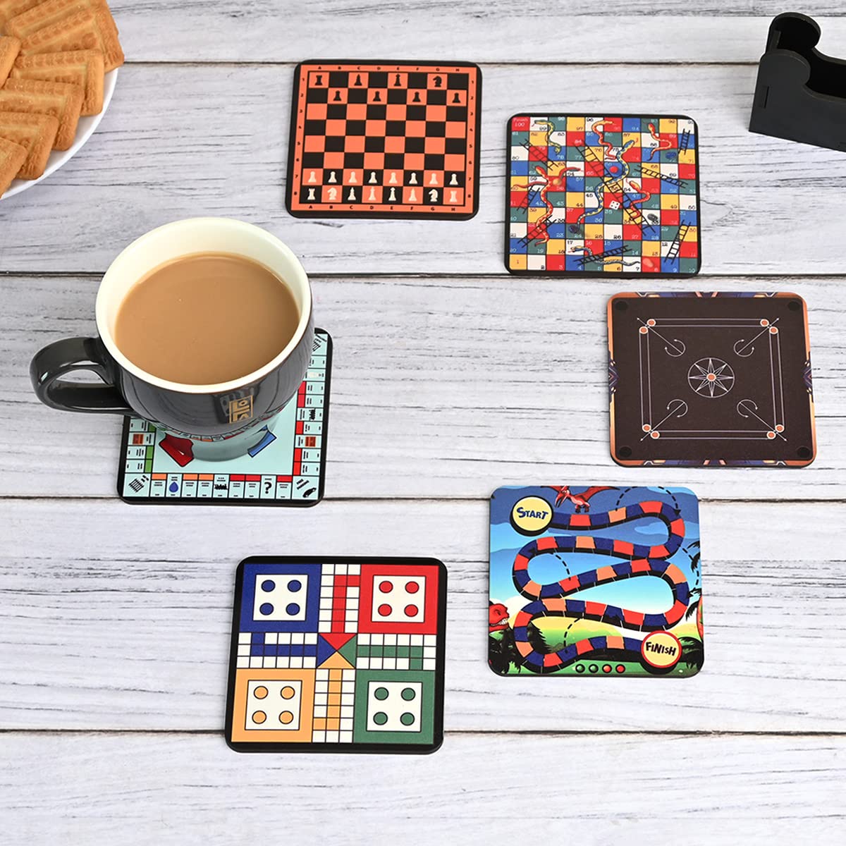 Square Quotes Coaster Set of 6 With Coaster Stand | Quotes Coaster Set fit for Tea Cups and Coffee Mugs Also Coffee Lover Gifts