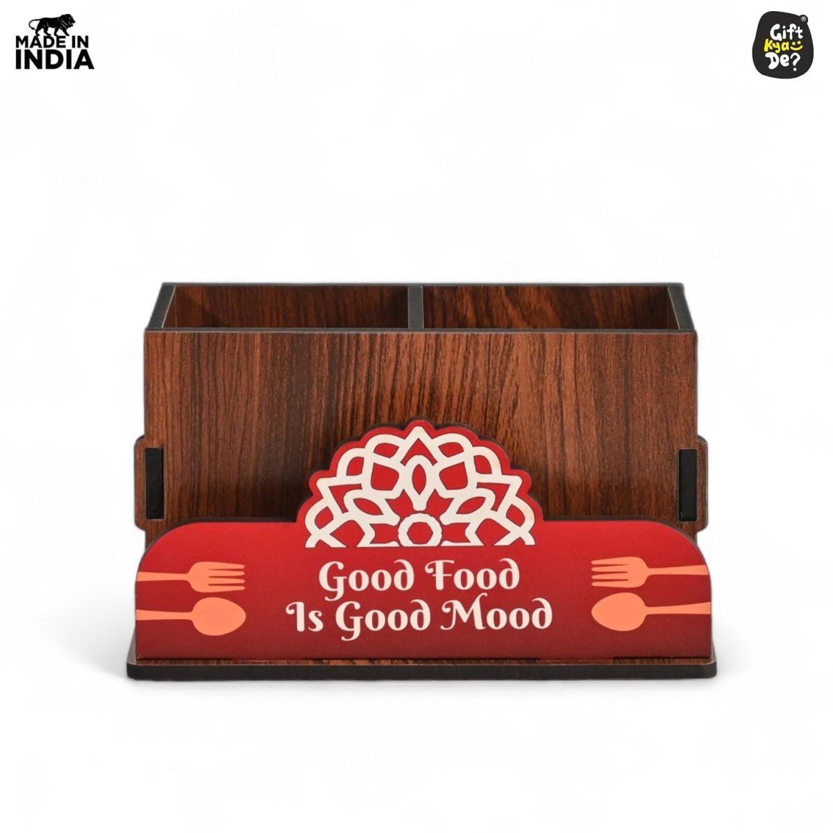 Cutlery Stand with Tissue Holder for Kitchen & Dining Table | 2 Compartments | Spoon, Knife & Fork Holder, Cutlery Organizer