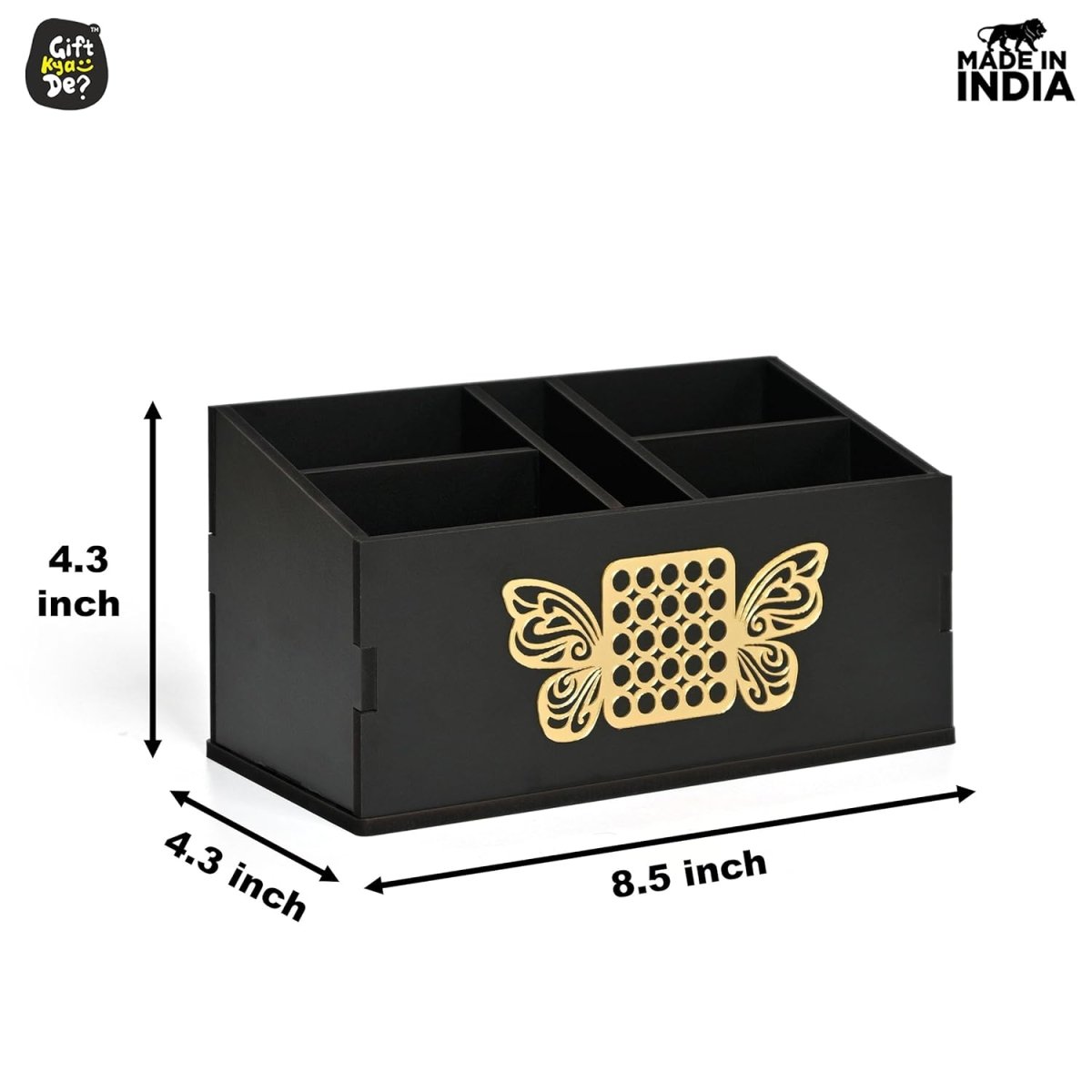 Wooden Remote Stand with 5 Sections | Remote Holder for TV and AC | Stationary Organizer | Ideal for Home and Office