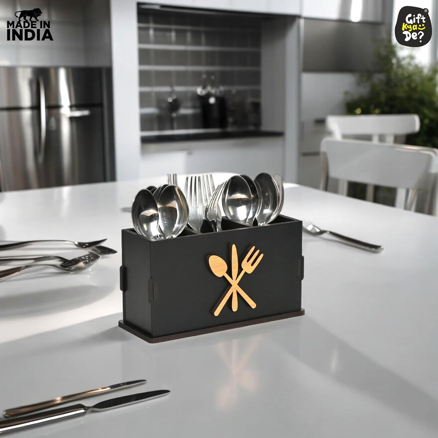 3 Compartments Cutlery Stand for Kitchen & Dining Table | Spoon, Knife & Fork Holder, Cutlery Organizer