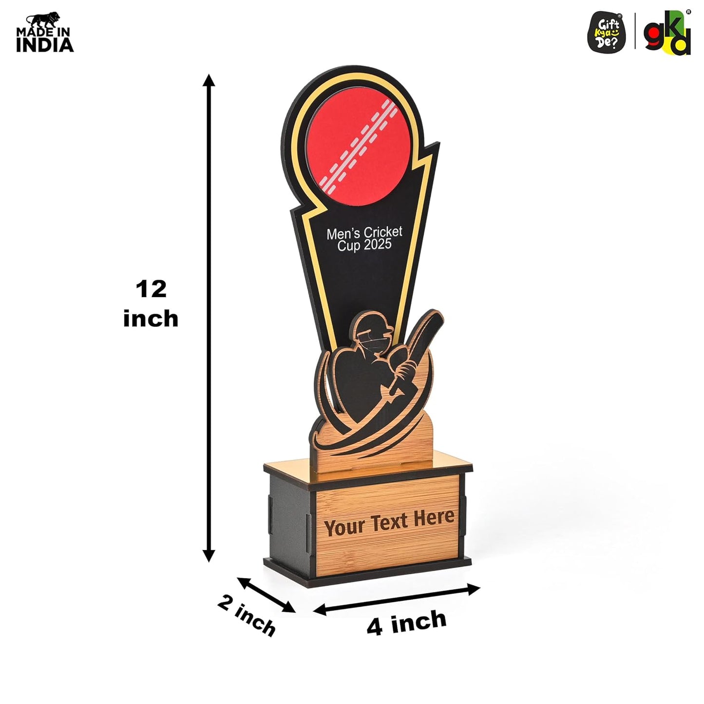 Wooden Cricket Trophy for Winners – Women’s & Men’s Cricket Cup Award | Sports Tournament Memento for Champions & Players
