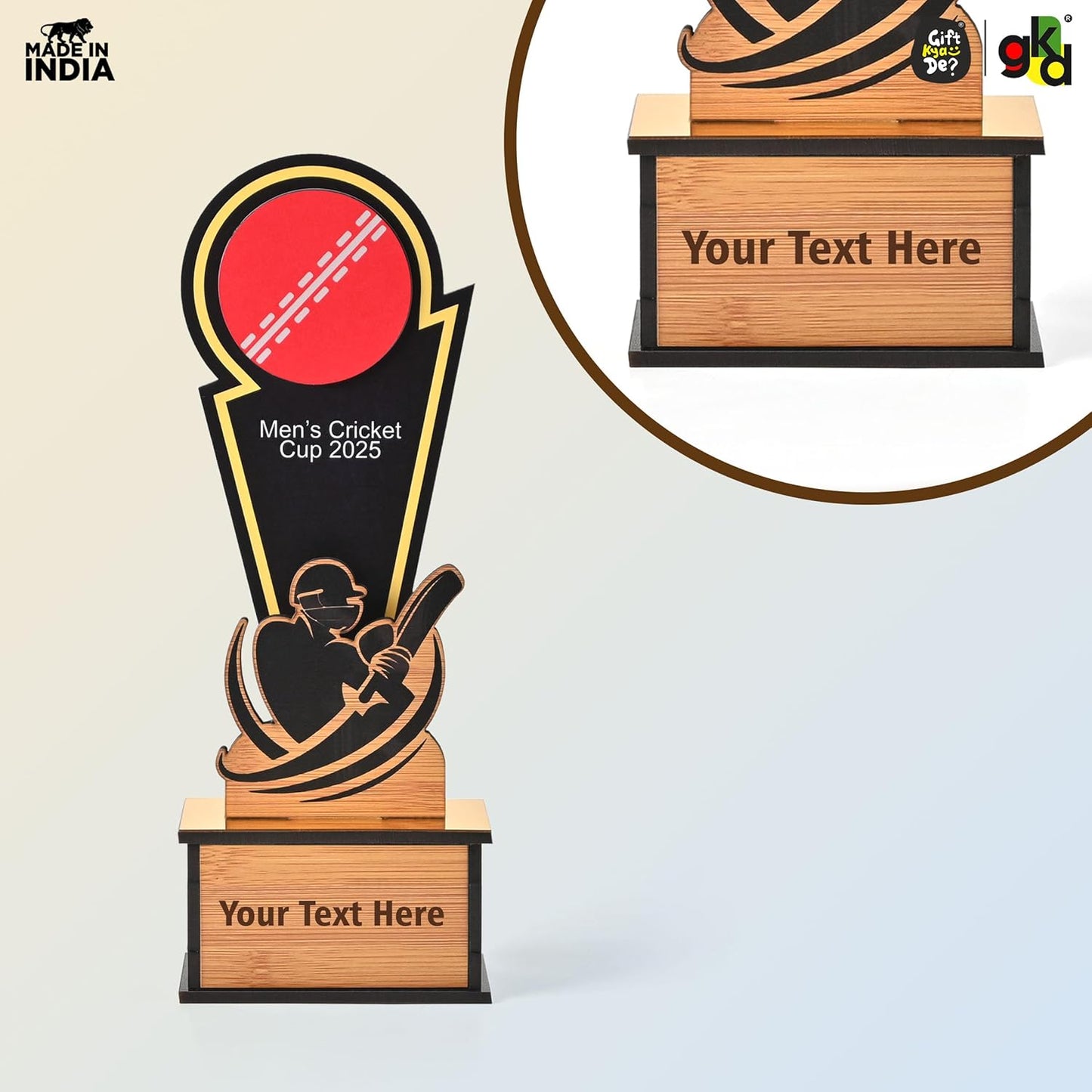 Wooden Cricket Trophy for Winners – Women’s & Men’s Cricket Cup Award | Sports Tournament Memento for Champions & Players