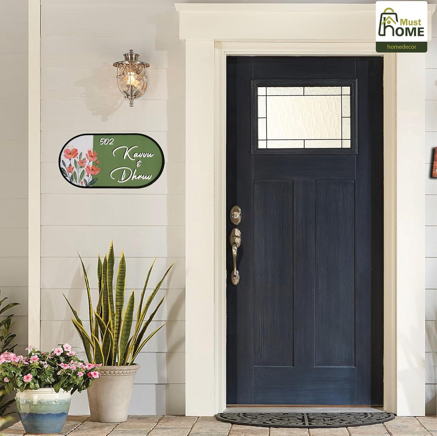 MustHome Name plate for home entrance outdoor | 38x20 cm