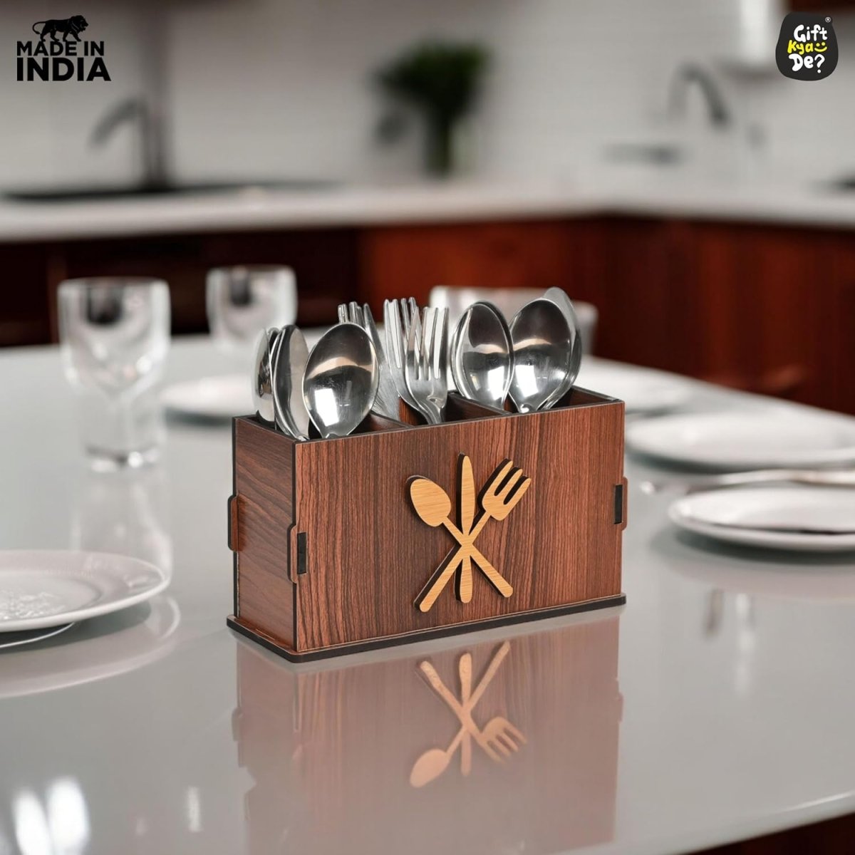 3 Compartments Cutlery Stand for Kitchen & Dining Table | Spoon, Knife & Fork Holder, Cutlery Organizer