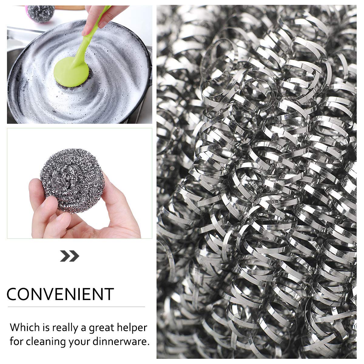 MustHome Stainless Steel Scrubbers with Handle Cleaning Brush | Pack of 2