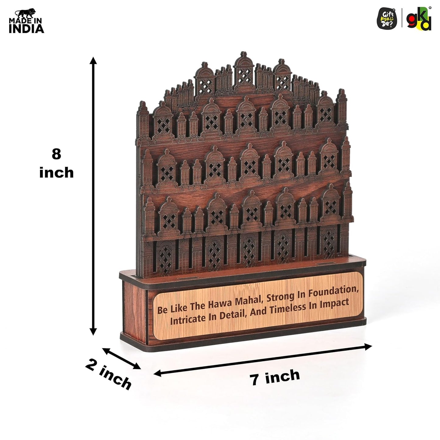 Hawa Mahal Wooden Showpiece | Jaipur-Inspired Home Décor | Personalized & Default Quote Variants | Rajasthani Heritage Gift