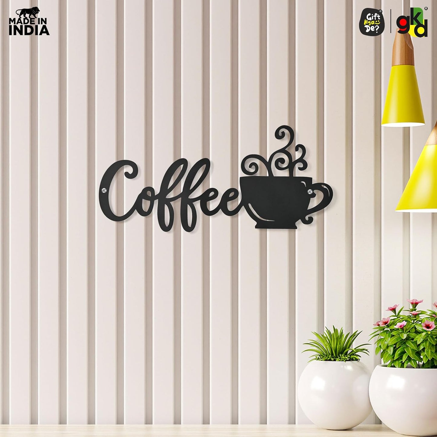 Welcome, Coffee & Kitchen Theme Wall Art | Wood Wall Hanging for Home Décor, Cafe Decor