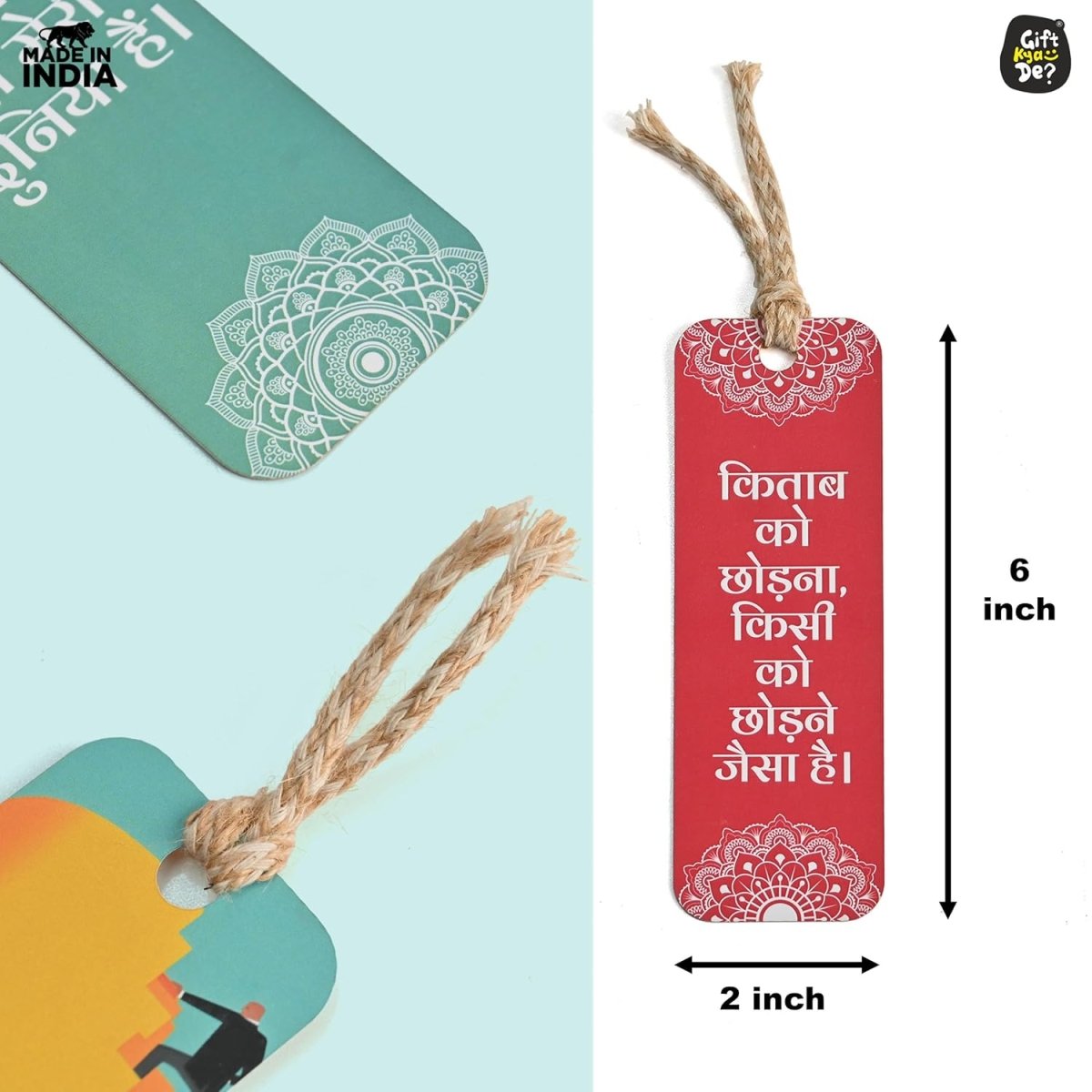 Bookmarks Set of 5 | Beautiful Designs & Quotes | Hard Paper Book Marker With Handmade Tassel Dori