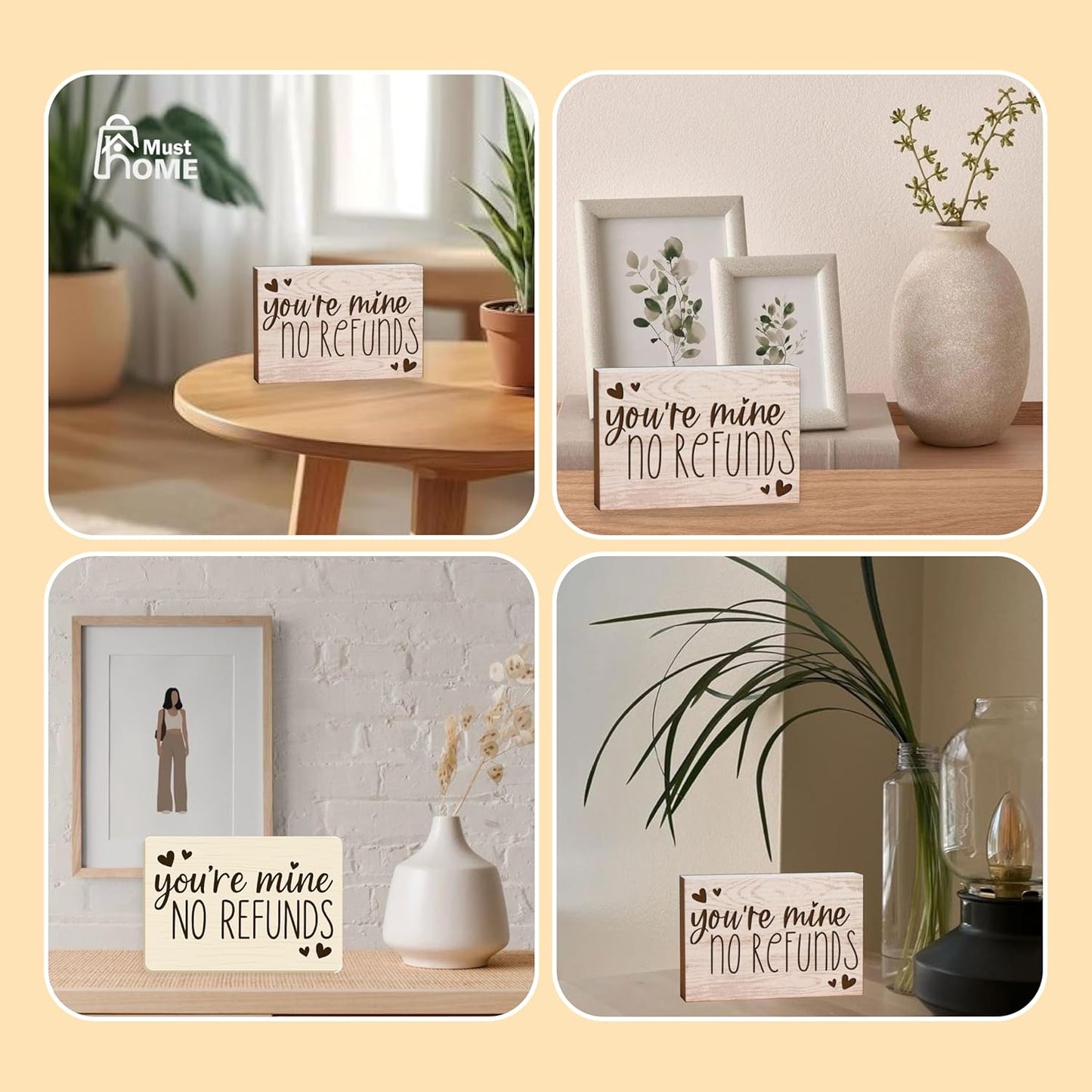 MustHome Gift items for women | You're Mine Wooden Decorative Sign 8cm by 16 cm