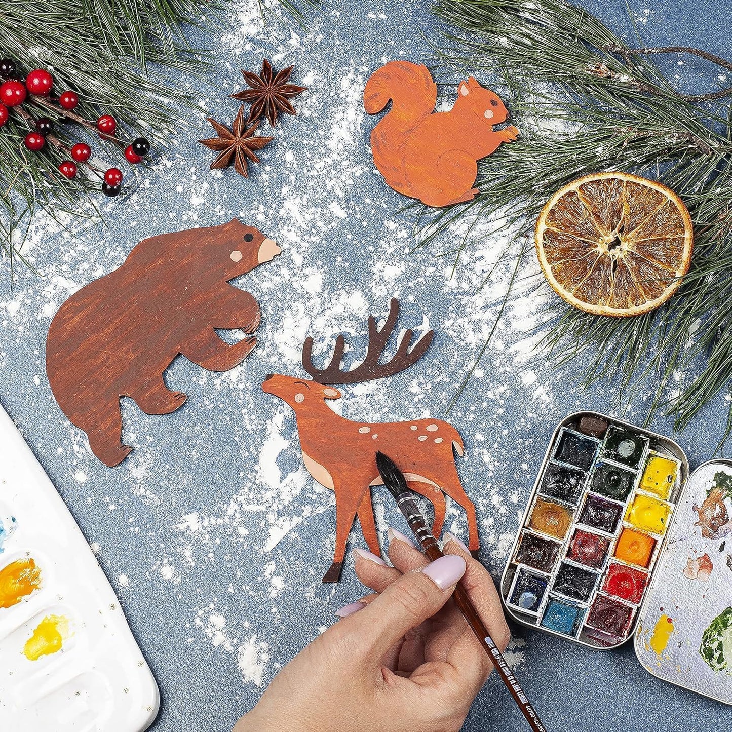 MustHome | DIY Wood Paint Kit for Kids | Animals Wooden Cutouts