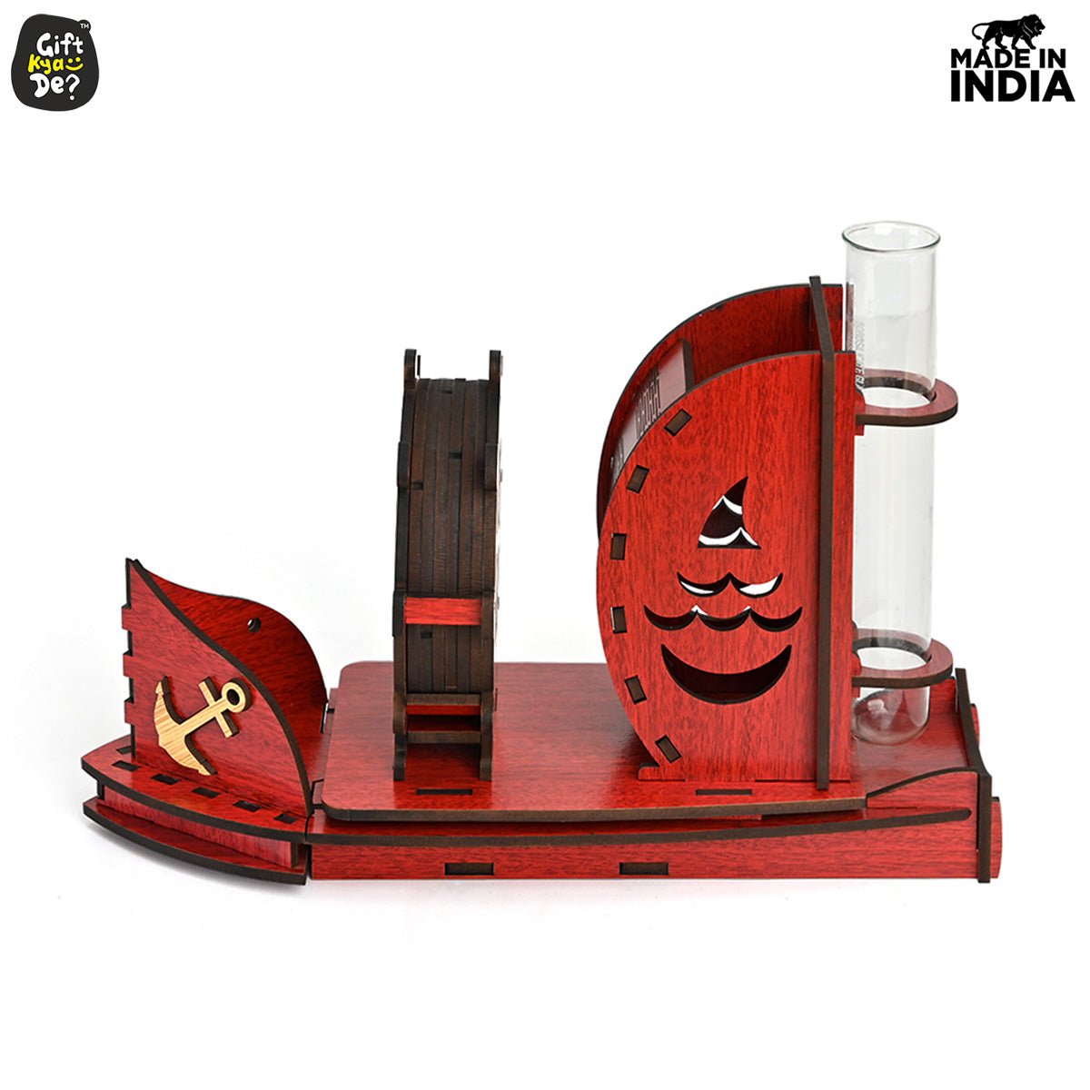 Boat Shape Coaster Stand With Set of 6 Coaster & Cute Test Tube Planter