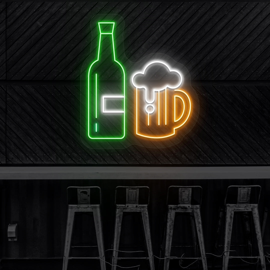Beer Bottle & Mug Neon Sign
