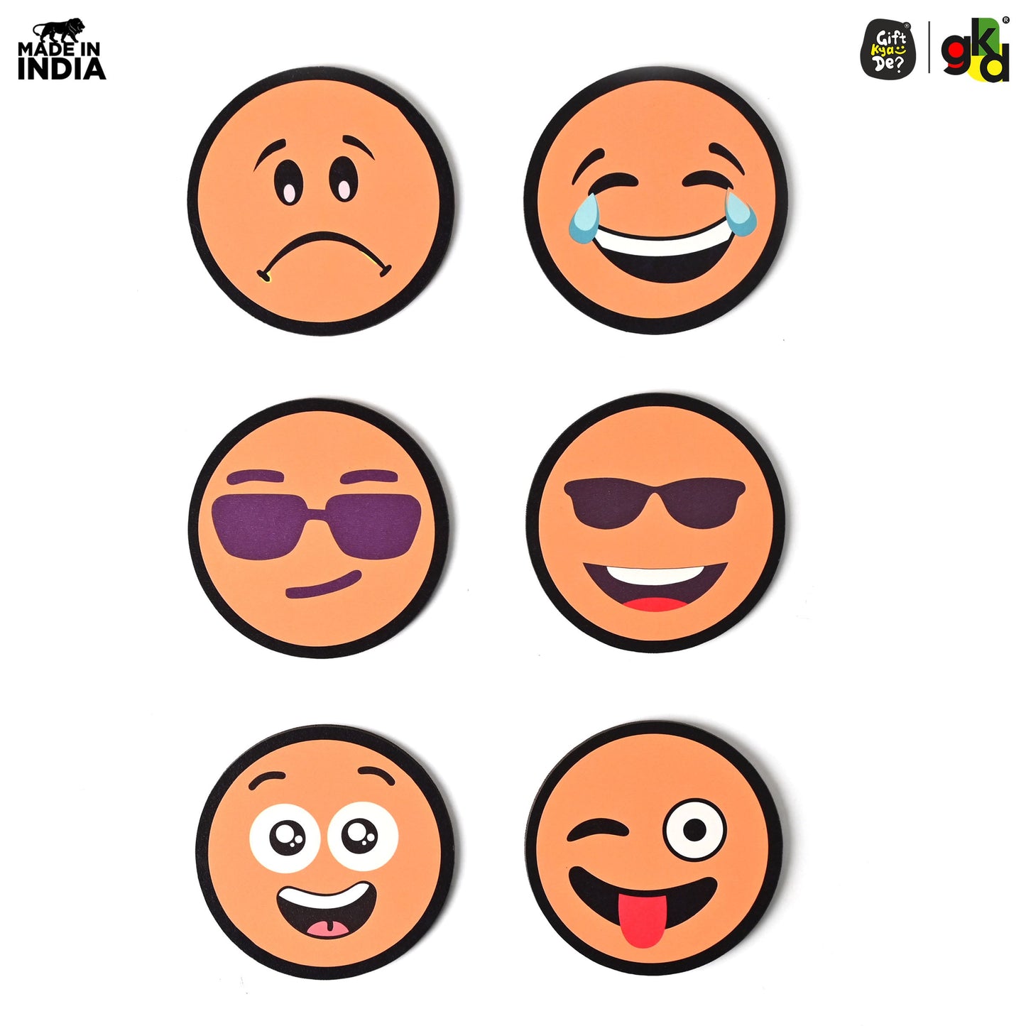 Wooden Fridge Magnet Set – Pack of 6 | Cartoon, Emoji & Veggie Designs | Cute, Fun & Durable Refrigerator Magnets