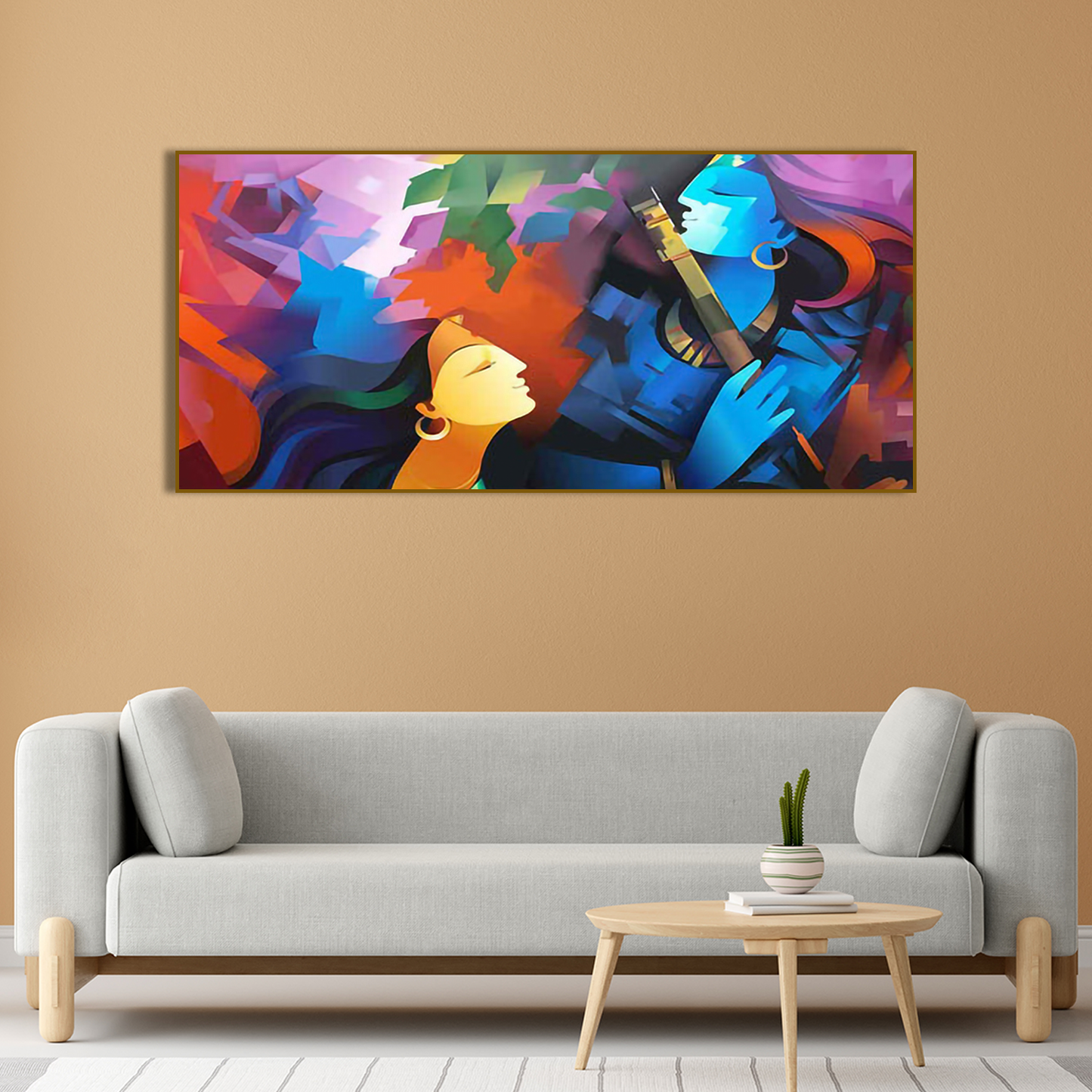 Lord Radha Krishna Premium Abstract Canvas Wall Painting