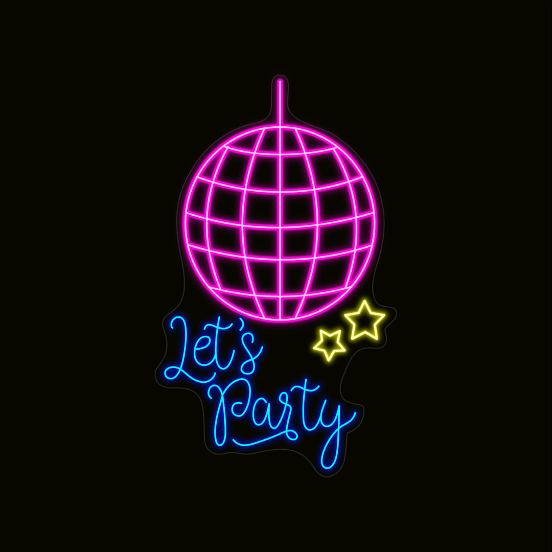 Neon Let's Party Sign For Parties
