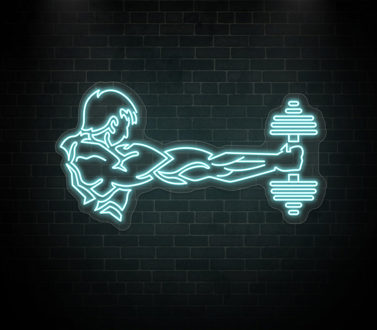 Man Lifting Dumbbell Neon Sign