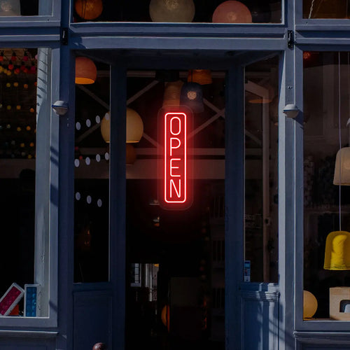 Vertical Open Neon Sign
