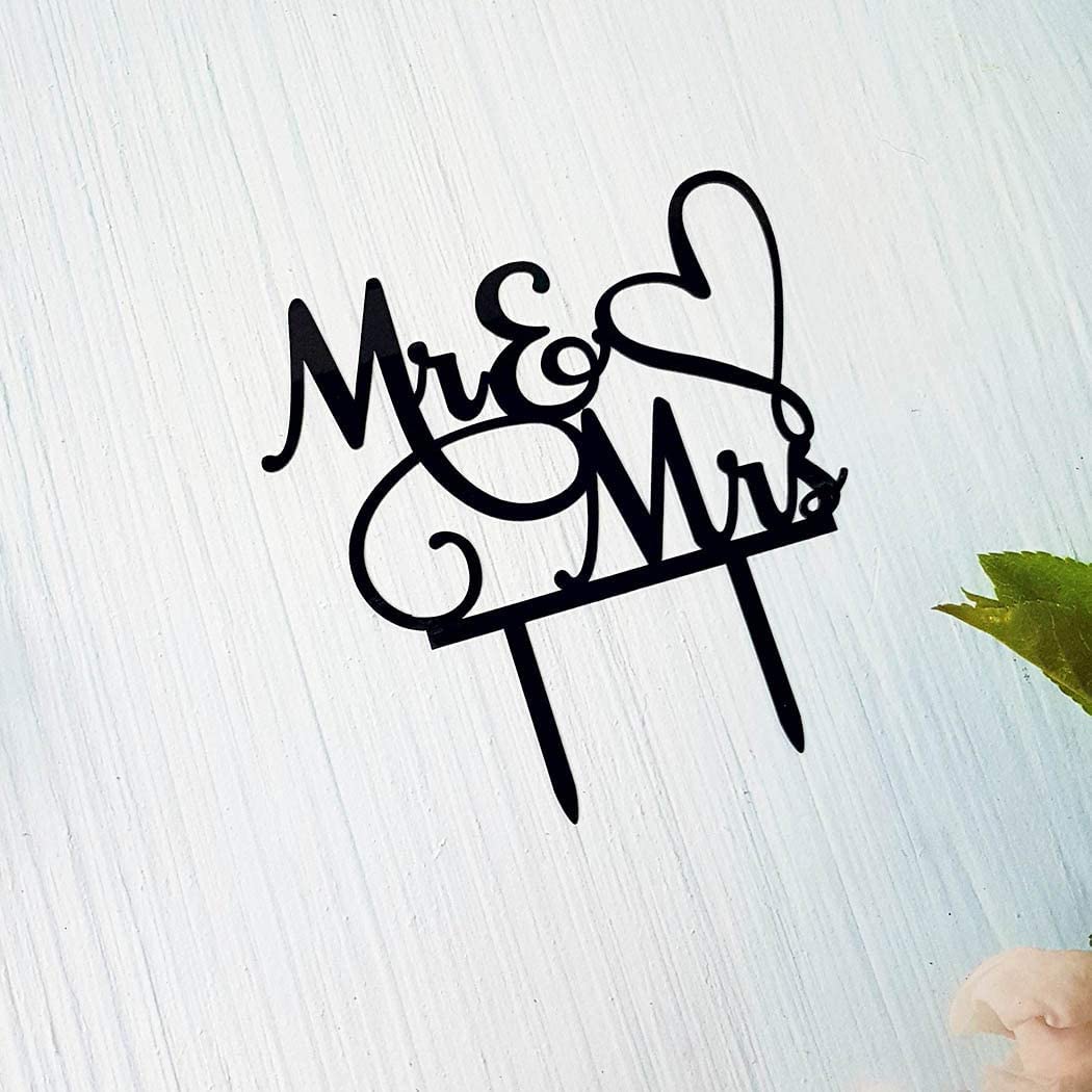 MustHome Personalized Cake Topper for Happy Birthday(Mr & Mrs)|2 x 10 x 6 cm