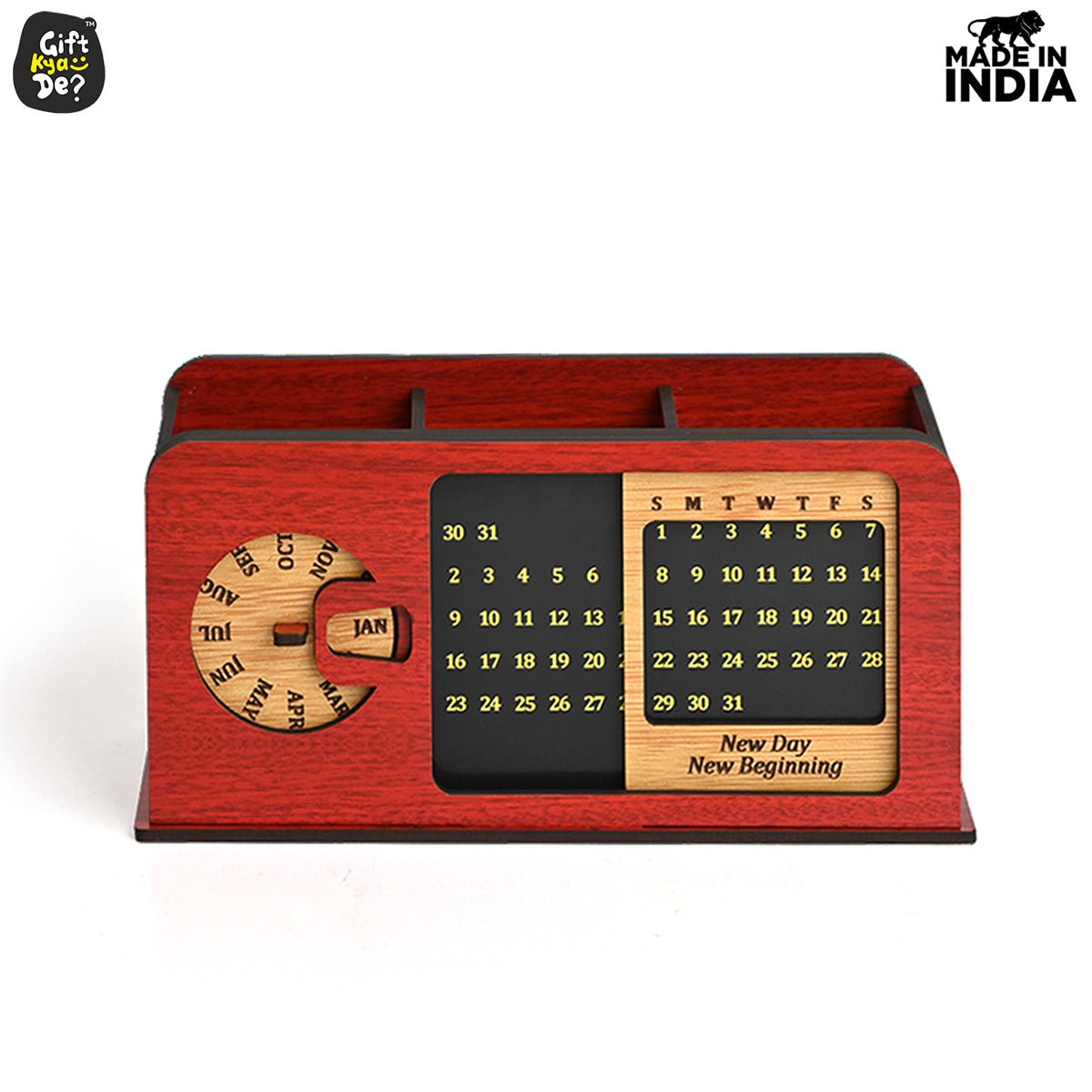 Retro Radio Look Calendar Desk Organizer | Lifetime Calendar | Desk Accessories
