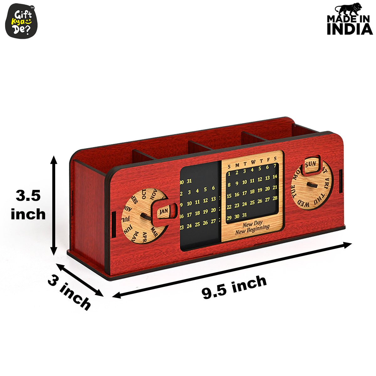 Retro Radio Look Calendar Desk Organizer | Lifetime Calendar | Desk Accessories
