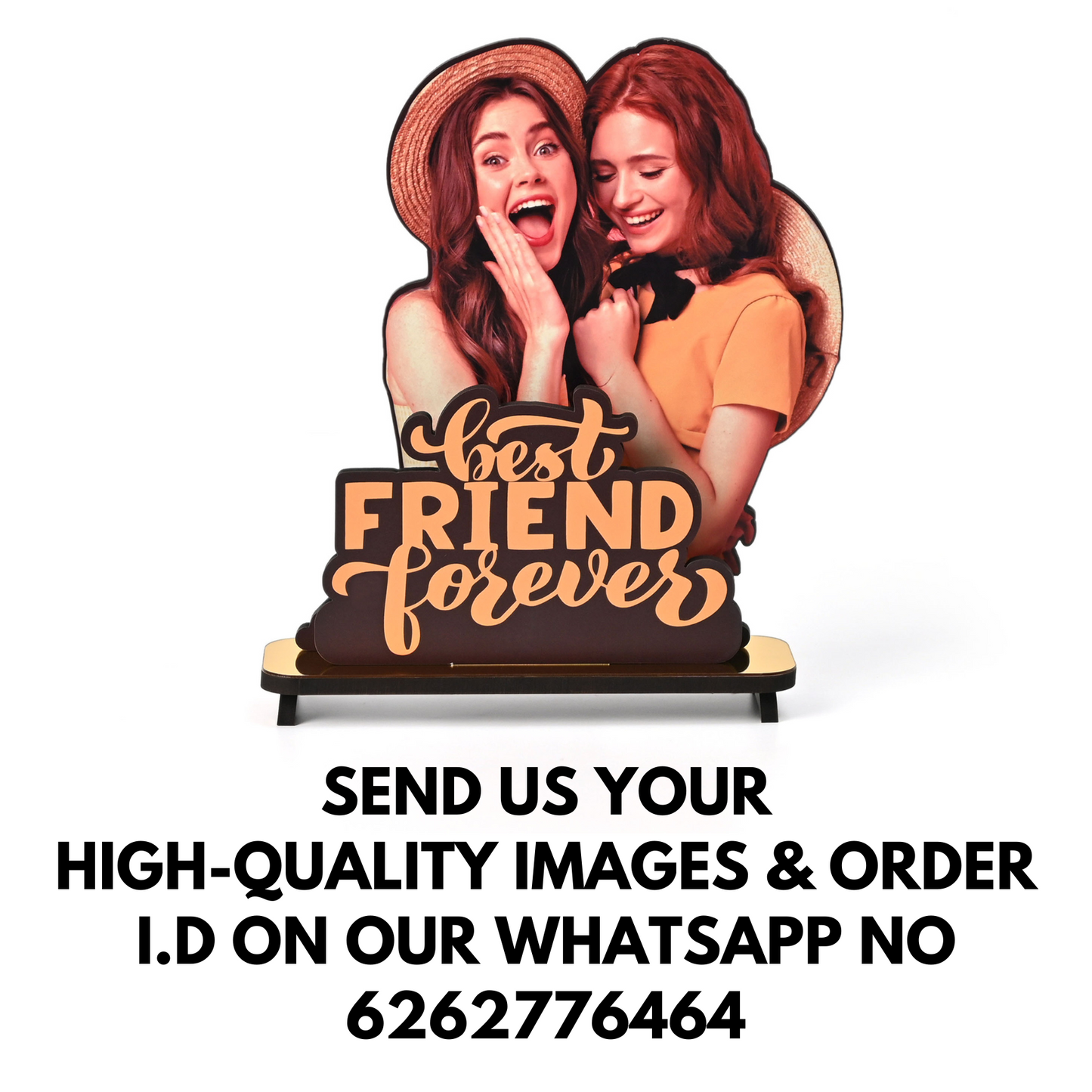 Best Friend Forever Customized Wooden Photo Frame Stand - Personalized Friendship Gift