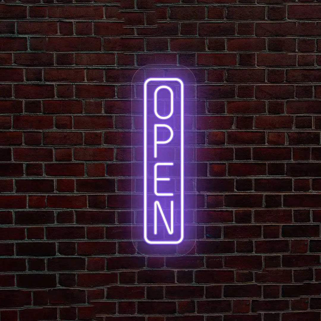 Vertical Open Neon Sign