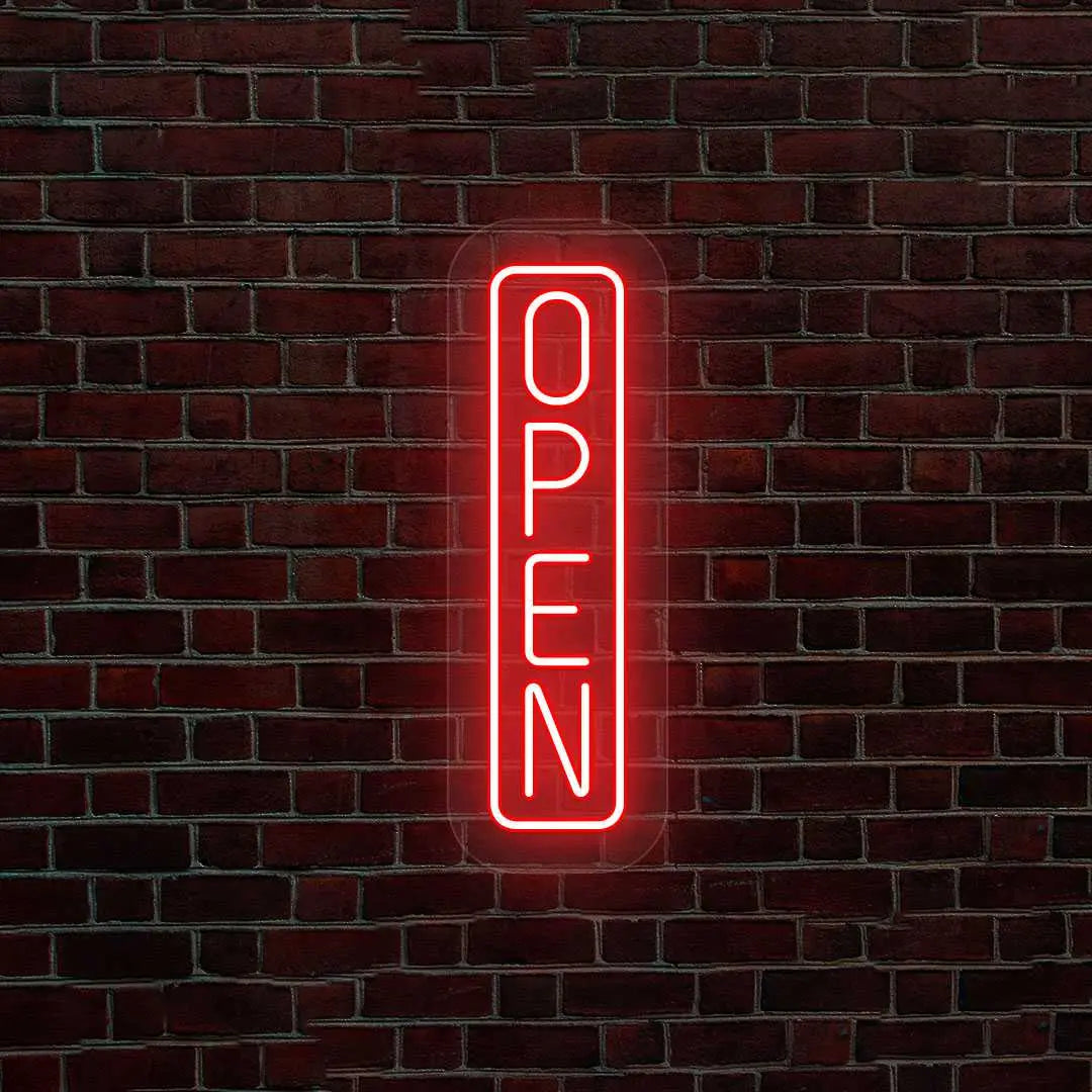 Vertical Open Neon Sign