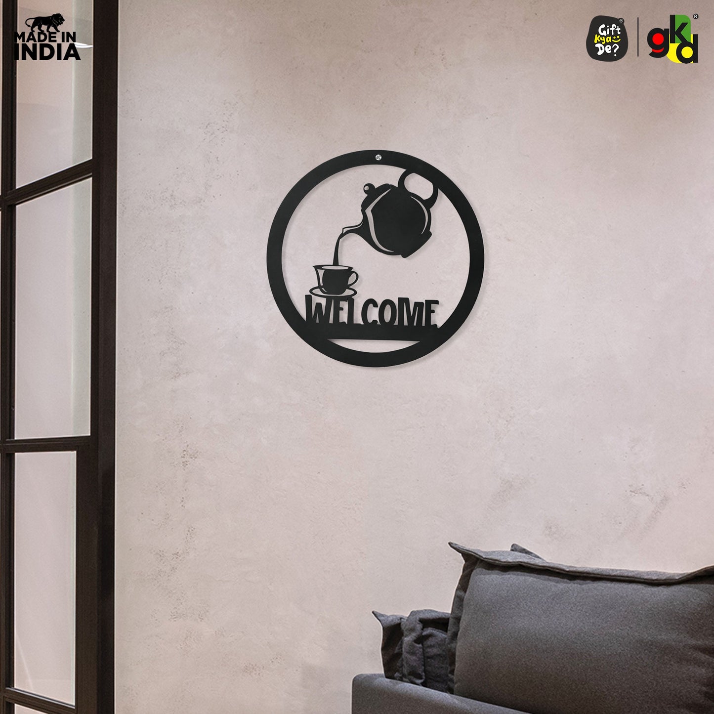 Welcome, Coffee & Kitchen Theme Wall Art | Wood Wall Hanging for Home Décor, Cafe Decor