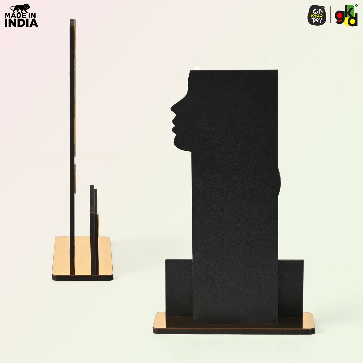 Women's Award Trophy – MDF Wood & Acrylic Memento | Customizable Recognition Gift (Black/Wood)