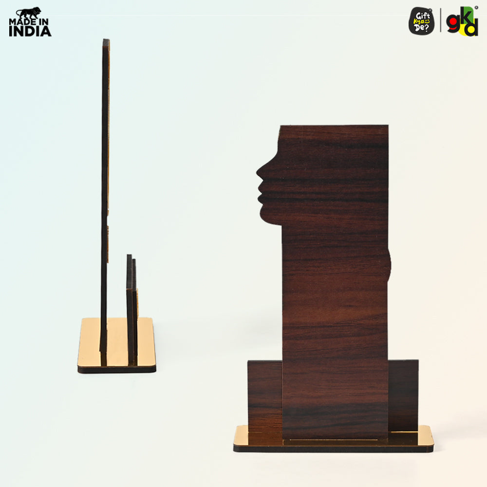 Women's Award Trophy – MDF Wood & Acrylic Memento | Customizable Recognition Gift (Black/Wood)