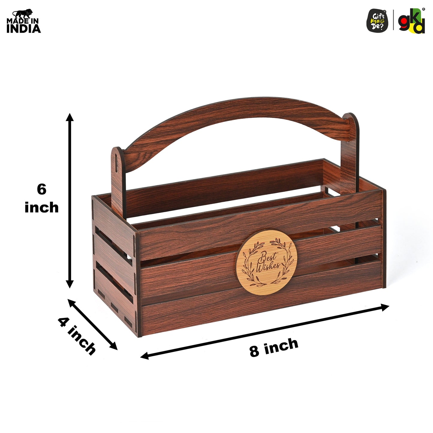 Premium Wooden Basket with Handle for Gifting and Home Decor | Eco-friendly Gift Hamper Basket | Wedding Gift Return Gift