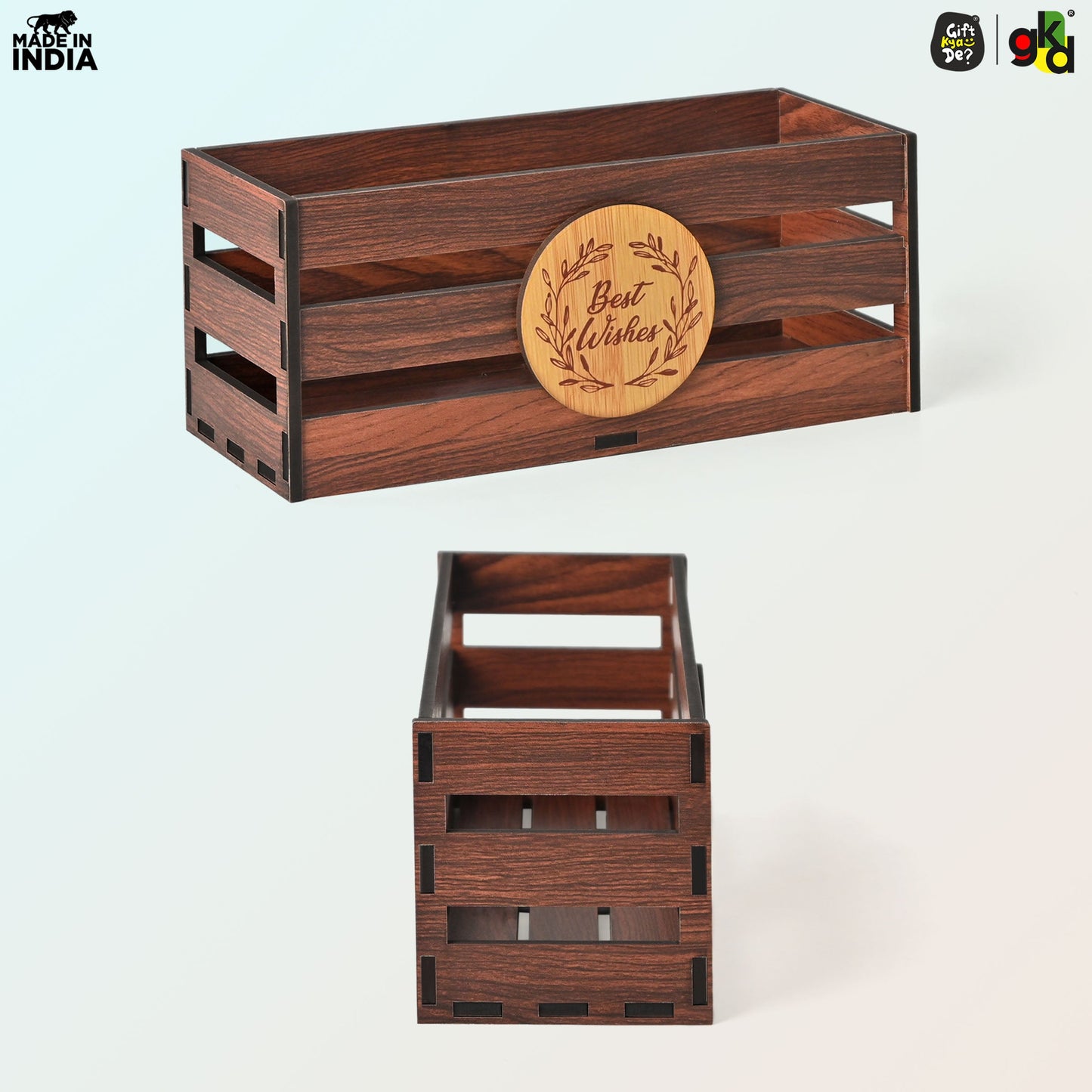 Premium Wooden Basket with Handle for Gifting and Home Decor | Eco-friendly Gift Hamper Basket | Wedding Gift Return Gift