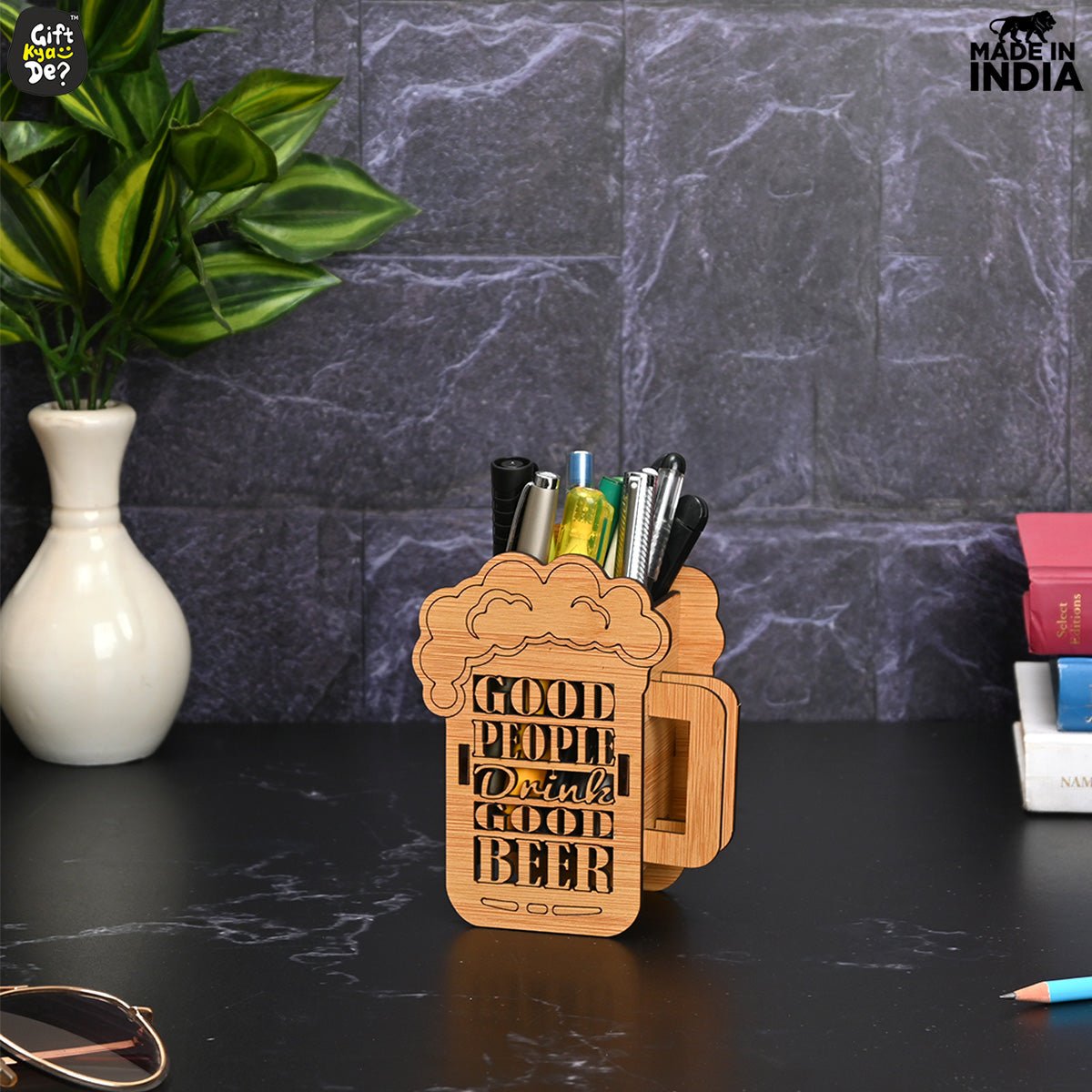 Mobile Stand & Beer Mug Style Pen Holder Combo | Gift For Beer Lover | Desk Accessories