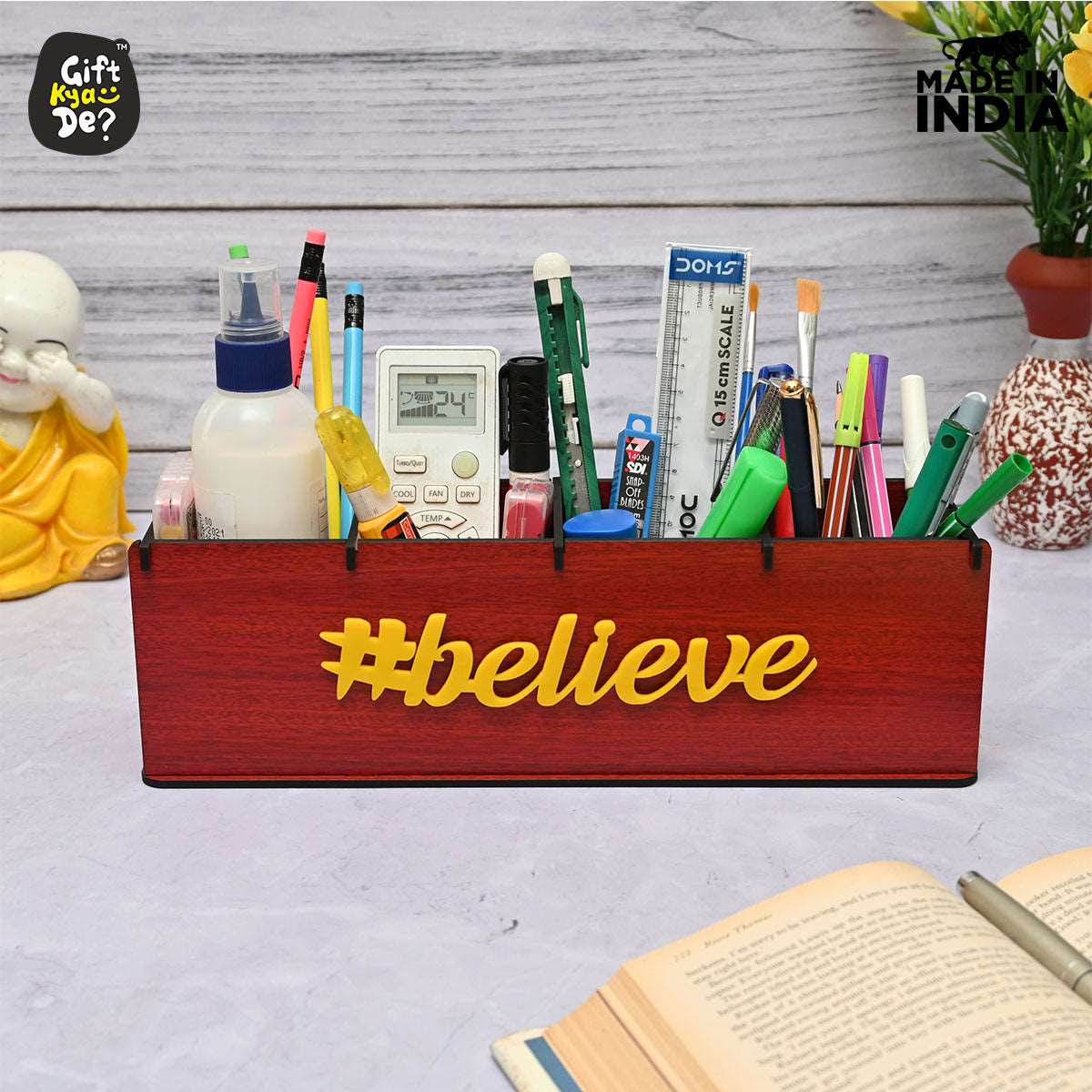 Motivational Desk Organizer | 4 Compartments | Desk Accessories