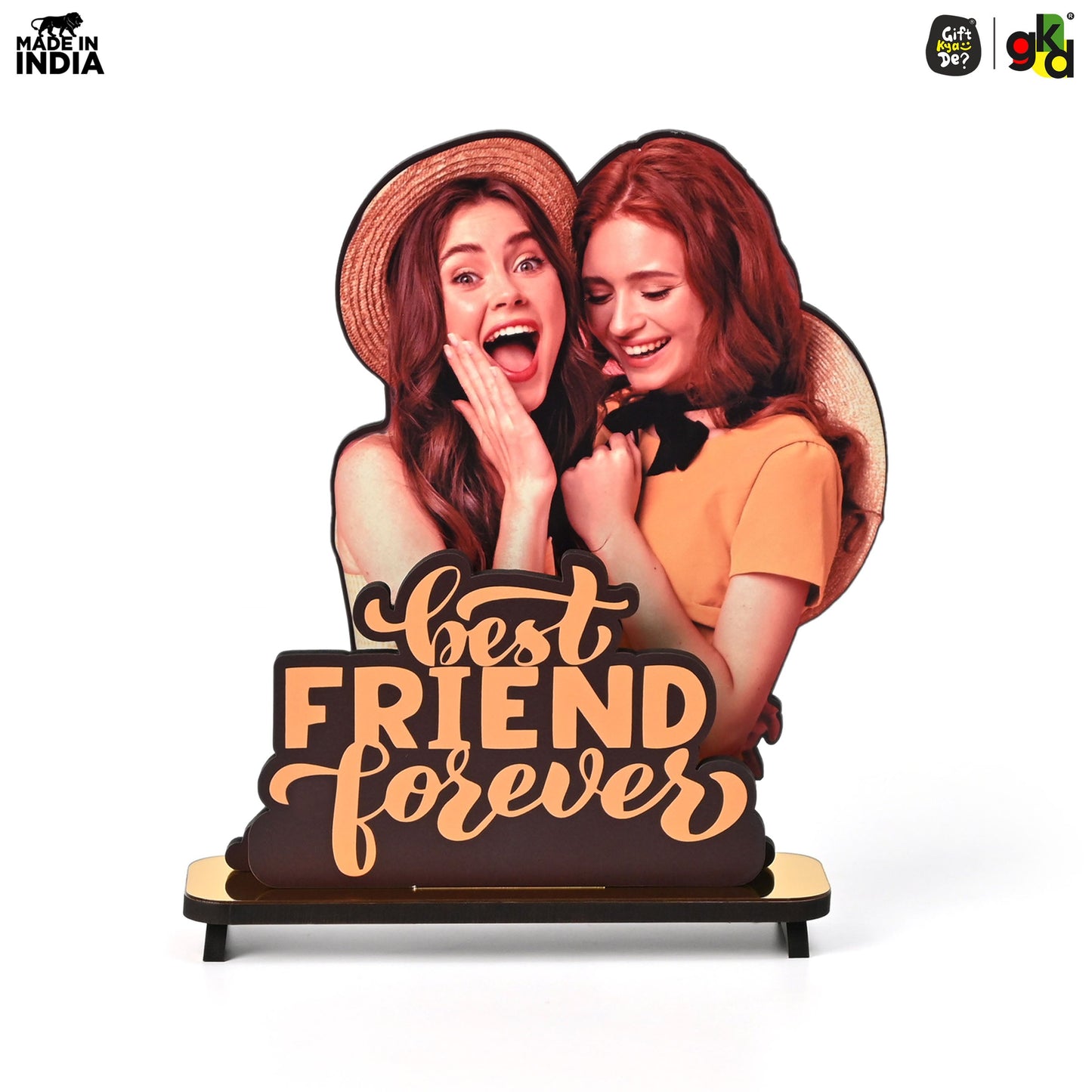 Best Friend Forever Customized Wooden Photo Frame Stand - Personalized Friendship Gift