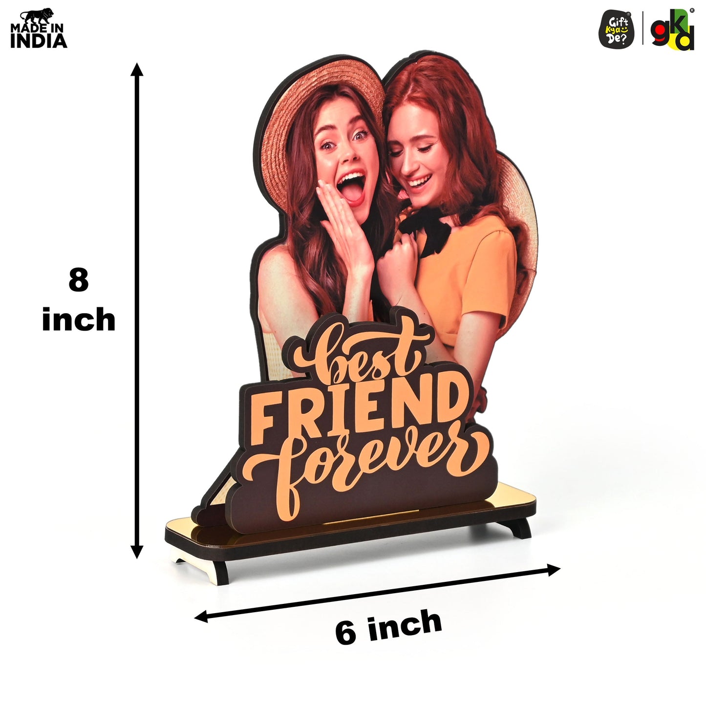 Best Friend Forever Customized Wooden Photo Frame Stand - Personalized Friendship Gift