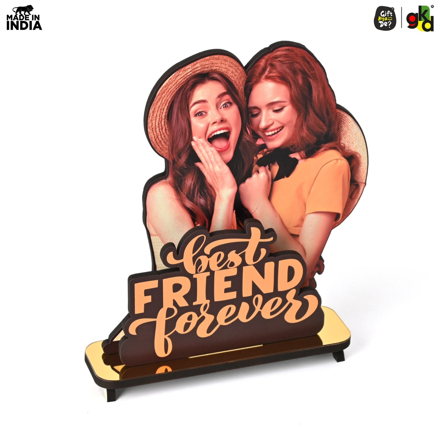 Best Friend Forever Customized Wooden Photo Frame Stand - Personalized Friendship Gift