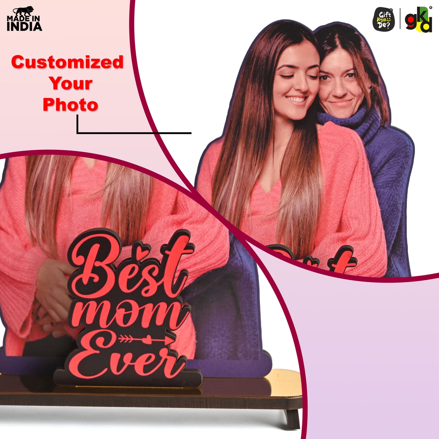 Customized Best Mom Ever Photo Frame Stand - Personalized Gift for Mothers