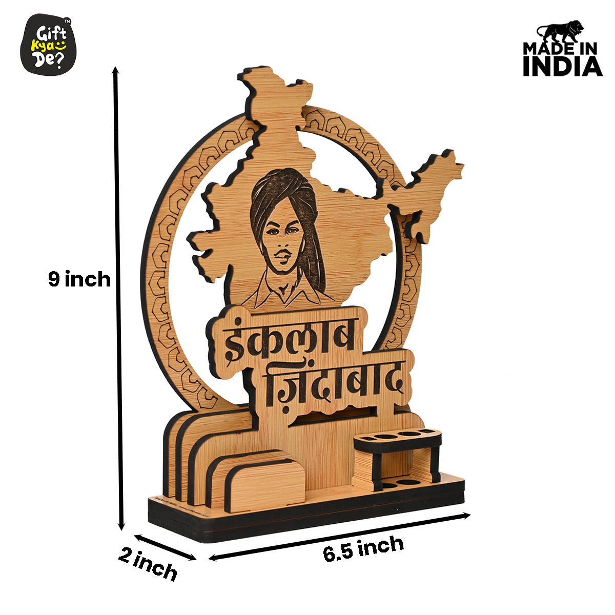 Political Pen Stand and Card Holder | Gandhi Ji, Ambedkar Ji & Bhagat Singh Ji | Wise Quotes | Mementos